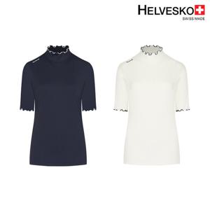 헬베스코 여성 골지 셔링 5부 반팔티셔츠 H1MWTS263