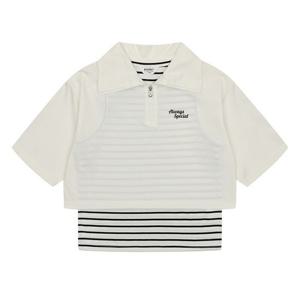 [에꼴리에]MARIO여아 레이어드 반집업 카라 7부 티셔츠 23C0485_IV