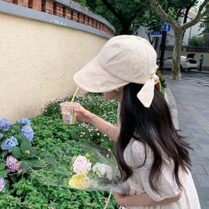 (앙상블) 백 리본 면 챙 모자 여름 자외선 사파리 캡