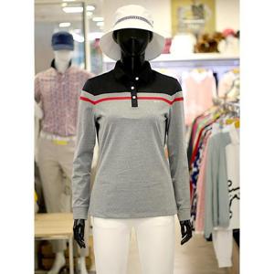 루이까스텔 세이브존03 여성 골프 가을 겨울 스트라이프 보더 배색 긴팔 카라 티셔츠 AF7LDTS905A