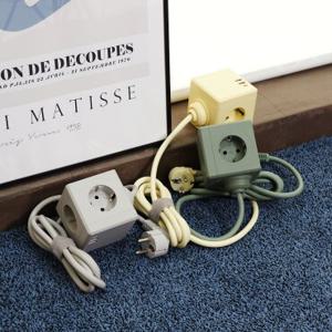 ECORNER MT02 멀티탭 큐브 USB 타워형 고용량 디자인 멀티 콘센트 릴선형 1.8M