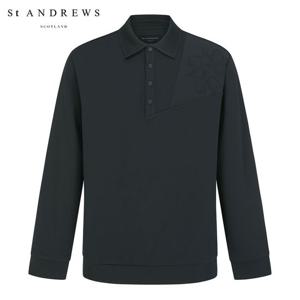 [세인트앤드류스] 남성 니트 카라 블루종 오버핏 긴팔 티셔츠