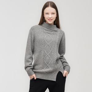 [링스] 여성 피셔맨조직 모크넥 롱 풀오버 스웨터 L21D4SR163_DG