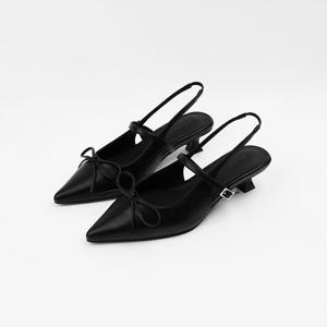 [신난다슈]여성 슬링백 힐 4cm 스틸레토 슬링백 구두 펌프스 발편한 쿠션 FL257002 블랙