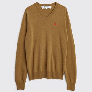 25 FW 꼼데가르송 플레이 미니 하트 패치 리브드 브이넥 니트 스웨터 P1N078 3