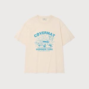 M 커버낫반팔티 CQK CO2502ST41-IV 볼륨 카 그래픽 티셔츠 Ivory