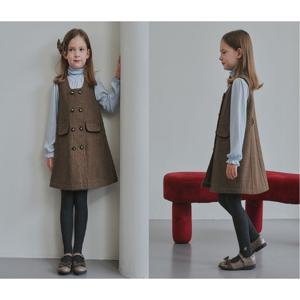 [빈]BZ62ZS01BN 브라운 해링본 점퍼 스커트 원피스