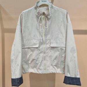 라티움 HC34 팔 품편한 하이넥 끈조절 소매단배색 짧은 오버핏 후드가을점퍼 T2533jp08