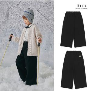 [빈]BZ63PT05BK 블랙 기모 와이드 크롭 팬츠