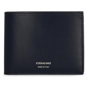 25 FW 페라가모 카프 스킨 블랙 로고 프린트 바이폴드 지갑 6613250775359