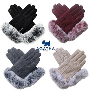 아가타 여성용 스마트터치 퍼 모직장갑 AGF503