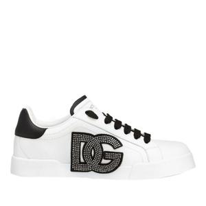 돌체앤가바나 로고 패치 라운드 토 가죽 스니커즈 CK2341AI411