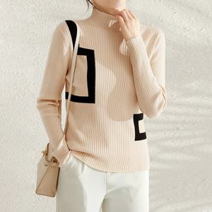 [올리비에스클로젯]반목 골지 사각 배색 니트_O2512KN075D