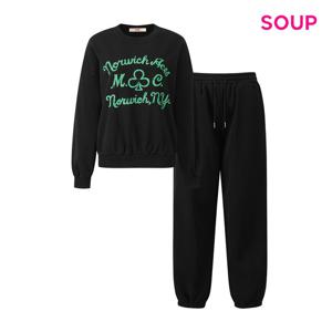 [숲]레터링 루즈핏 기모 맨투맨 조거 팬츠 셋업 S5CST03