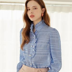 [리안뉴욕][공식] 시어서커 엣지 블라우스