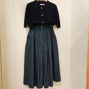 스테파니 HC07 지퍼밴딩 스테파 롱 스커트 A24SK4302