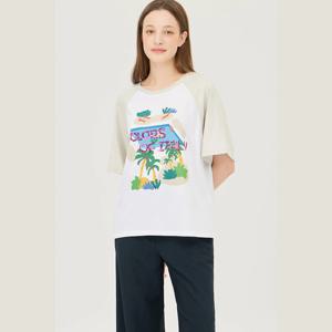 [베네통]야자수 래글런 배색 티셔츠 (BATS91531)