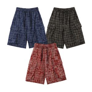 남자 체크 카고 밴딩 하프팬츠 DS-PTH-Q194