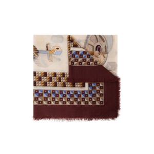 25 FW 페라가모 그래픽 프린팅 퓨어 캐시미어 프레이드 엣지 스카프 320977