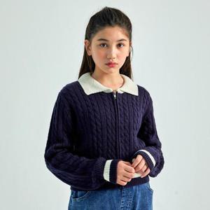 USALL 유솔 HC29 카라 배색 니트 집업 ULCK23TZ1