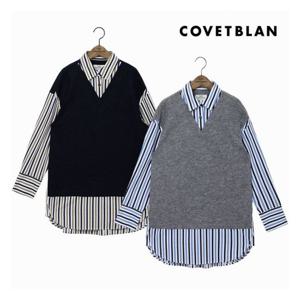 [코벳블랑][COVETBLAN] 여성 배색 베스트 셔츠(V198MSH202W)