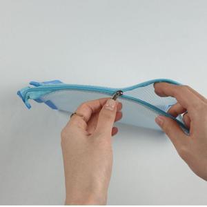 격자무늬 PVC 투명 파우치 스카이