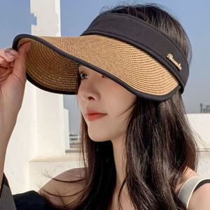 은창레터링 컬러밴드 밀짚 선캡 썬캡 모자 여름