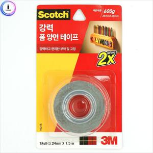 3M 강력 폼양면테이프 3215 (24mmX1.5m) 폼양면테이프 양면폼테이프 양면테잎 양면접착테이프 접착테이프