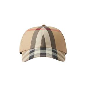 버버리 자수 로고 체크 코튼 베이스볼 캡 아카이브 베이지 8068035