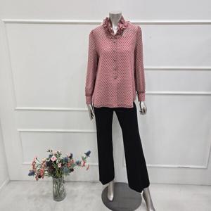 [미니멈]MXDAWB1180PK 프릴넥 도트 블라우스_JK