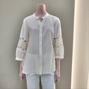 [꼼빠니아]칠부소매 레이스포인트 노카라 블라우스 CAFU4-WRC110