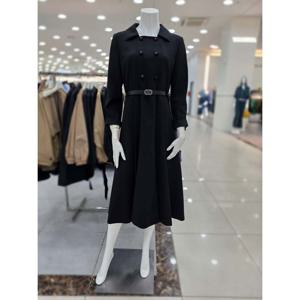 [더아이잗]더블 단추 포인트 벨티드 원피스 IR9A0OP051BK10
