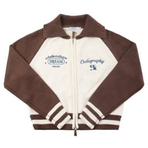 코드그라피 배색 카라 니트 집업 BB CBDWWKC001 BR SB