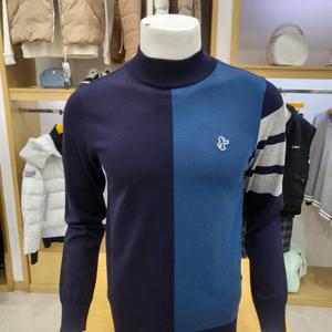 [루이까스텔]남성 몸판 배색 인타샤 반폴라 니트 7MESW930N