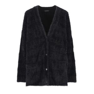 25 FW 발렌시아가 브이넥 오버사이즈 니트 가디건 블랙 769146T6230