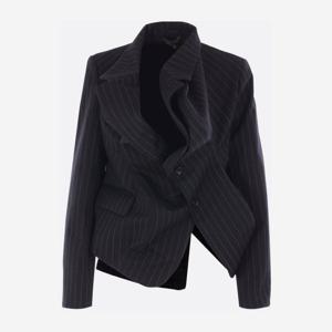 꼼데가르송 블랙 핀스트라이프 울 어시메트릭 재킷 GPJ011W25 1