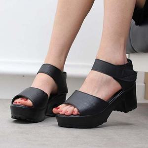 여성 데일리 캐주얼 끈 통굽 웨지 샌들