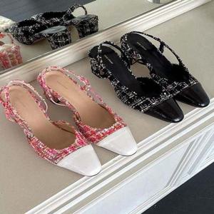 트위드 122310 여성 펌프스 슬링백