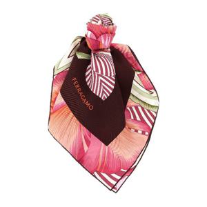 페라가모 브레자 프린트 실크 트윌 스카프 789960 BORDEAUXFUXI