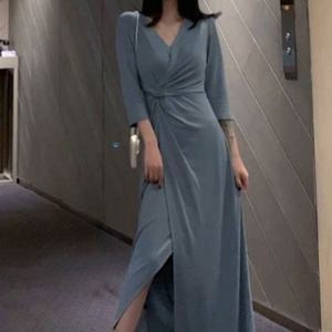 치마 롱 브이넥 카라원피스 셔츠원피스 스커트 ST2305