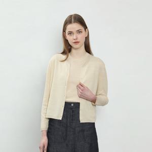 [UNIT]린넨 혼방 크루넥 오픈 배색 니트 가디건 [UFJKCA255N]