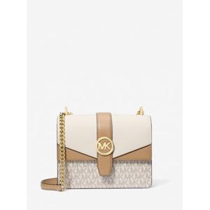마이클코어스 그리니치 컬러 블록 크로스바디 스몰 - MK 시그니처 35S5GGRC1B2605 라이트 크림 멀티
