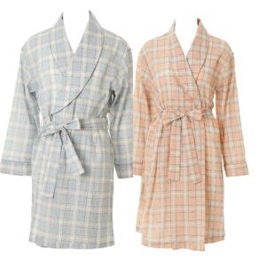 와코루 세련된 면요루 체크 커플 로브가운(WRB2472MWRB2472W)