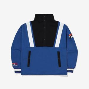 [휠라]유니 루즈핏 화이트락 우븐패치 하프집 맨투맨  FS2POE4122X_DBU