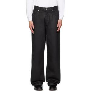 25 FW 드리스반노튼 남성 블랙 코팅 루즈 핏 데님 진 252358M186015