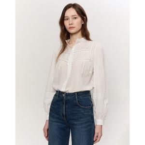 아떼 바네사브루노 25SS 스테디셀러 화이트 턱장식 면 긴팔블라우스 WVBL5A101WT