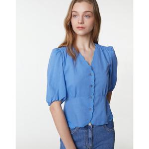 아떼 바네사브루노 25SS 스테디셀러 블루 자수장식 면혼방 반팔블라우스 WVBL5B747B2