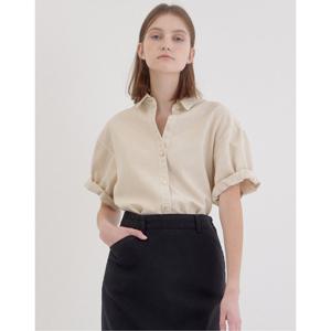 아떼 바네사브루노 25SS 스테디셀러 베이지 워싱 면 반팔블라우스 WVBL5B743I1
