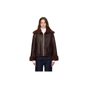 25 FW 이브살로몬 여성 버건디 집업 시어링 재킷 252594F062008