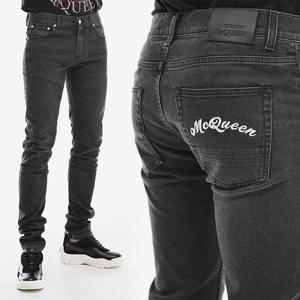 알렉산더맥퀸 자수로고 미드라이즈 스키니진 블랙 589767 QOY77 1001